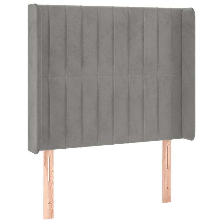 sengegavl med kanter 83x16x118/128 cm fløjl lysegrå