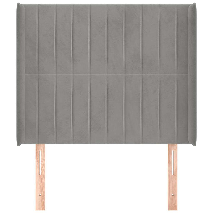 sengegavl med kanter 83x16x118/128 cm fløjl lysegrå