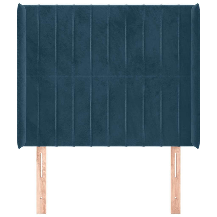 sengegavl med kanter 83x16x118/128 cm fløjl mørkeblå