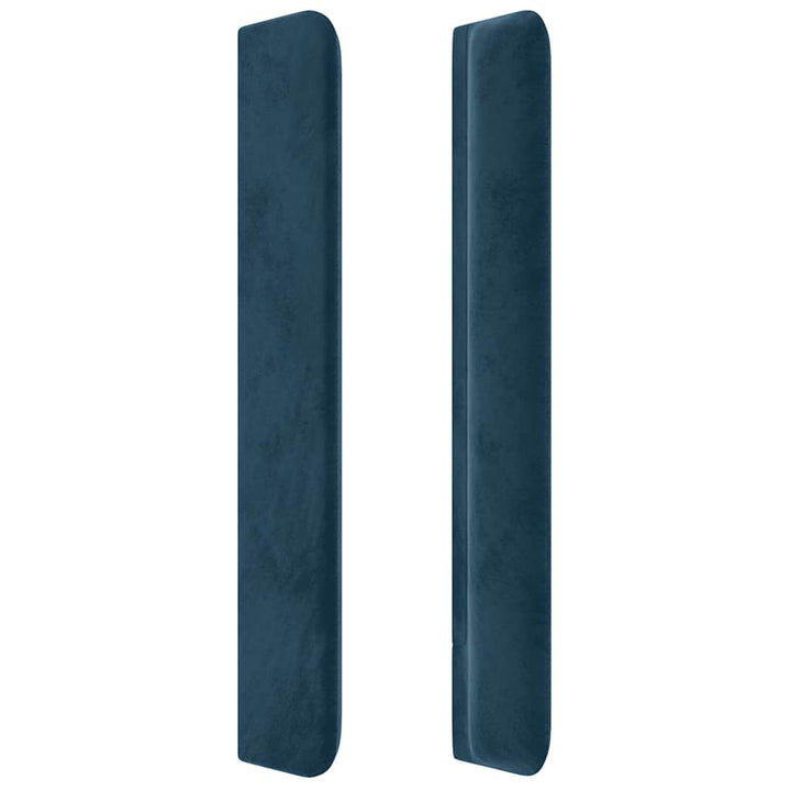 sengegavl med kanter 83x16x118/128 cm fløjl mørkeblå