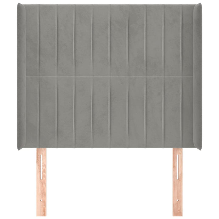 sengegavl med kanter 93x16x118/128 cm fløjl lysegrå