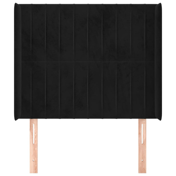 sengegavl med kanter 93x16x118/128 cm fløjl sort