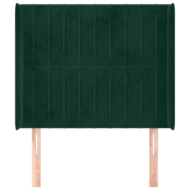 sengegavl med kanter 93x16x118/128 cm fløjl mørkegrøn