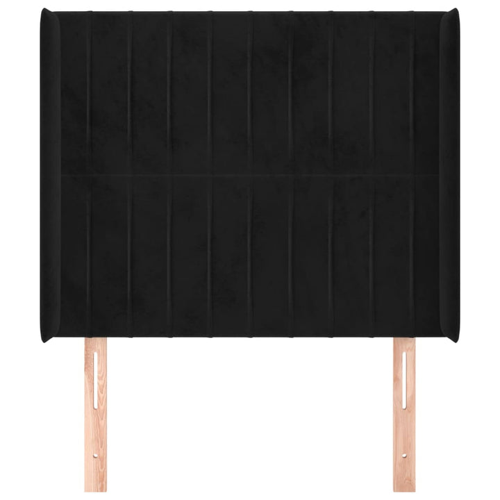 sengegavl med kanter 103x16x118/128 cm fløjl sort