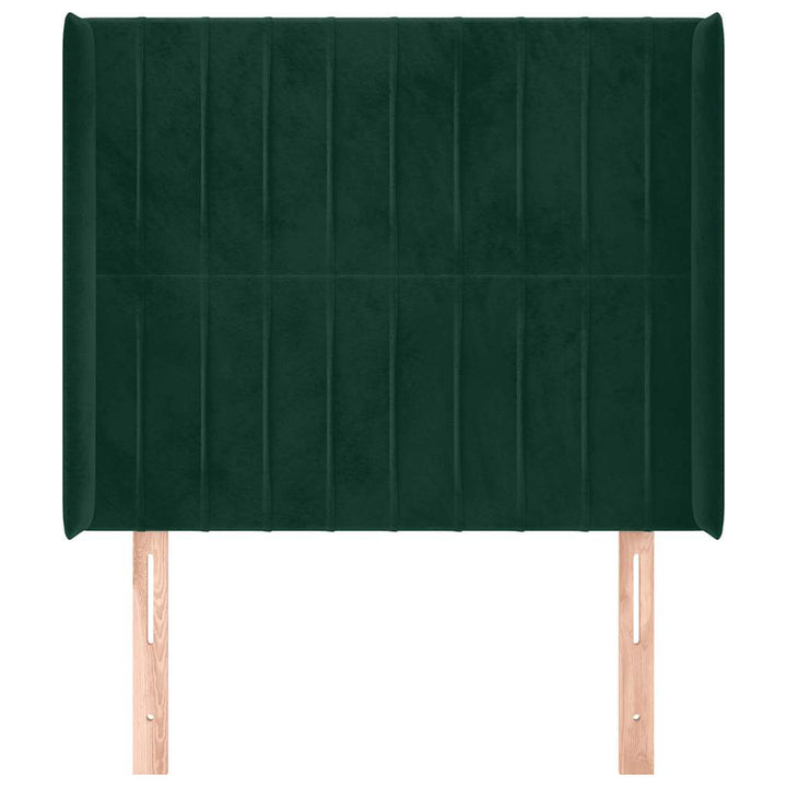 sengegavl med kanter 103x16x118/128 cm fløjl mørkegrøn