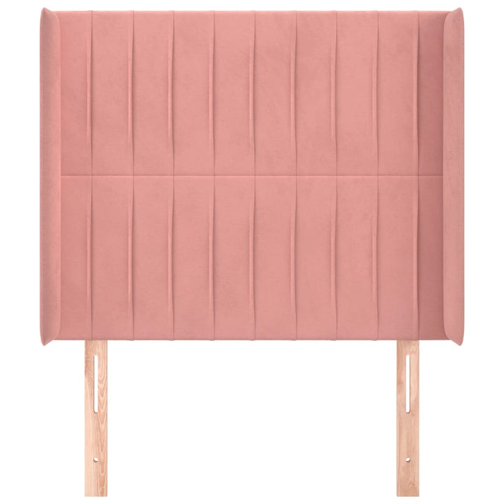 sengegavl med kanter 103x16x118/128 cm fløjl lyserød
