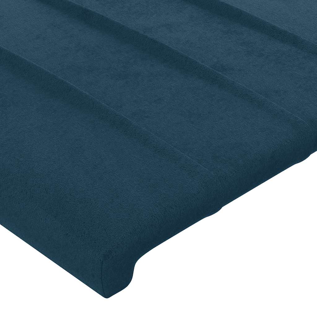 sengegavl med kanter 163x16x118/128 cm fløjl mørkeblå
