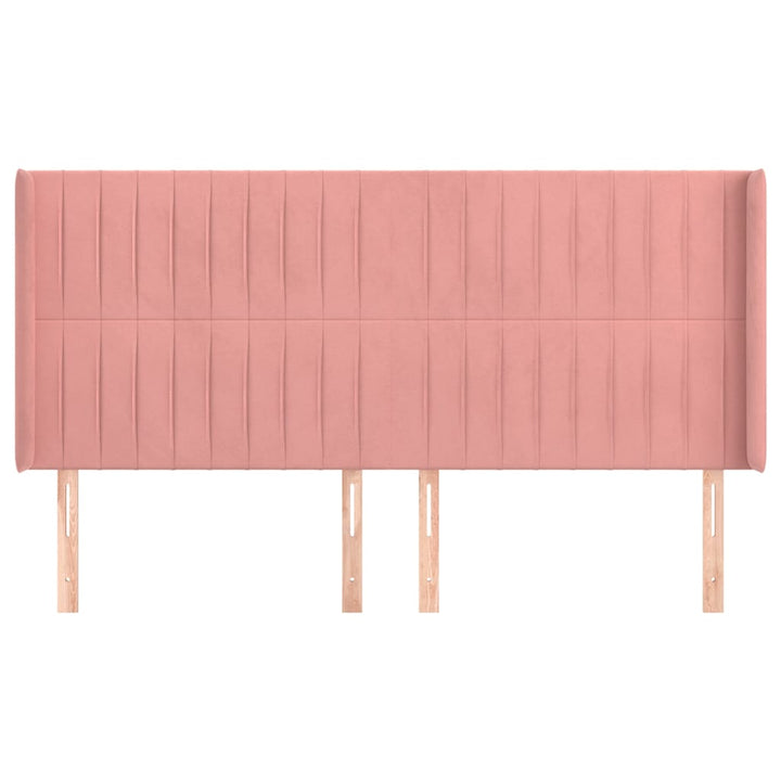 sengegavl med kanter 163x16x118/128 cm fløjl lyserød