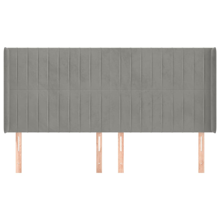 sengegavl med kanter 183x16x118/128 cm fløjl lysegrå
