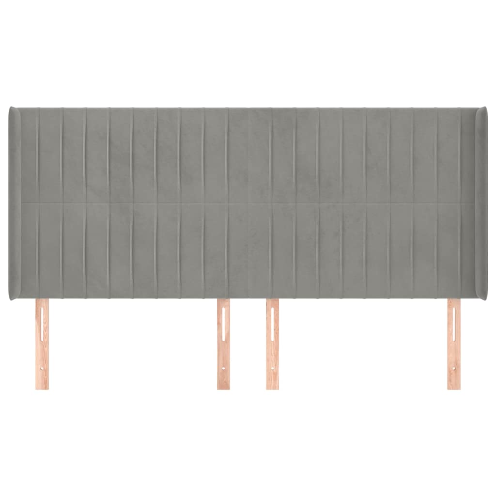 sengegavl med kanter 183x16x118/128 cm fløjl lysegrå