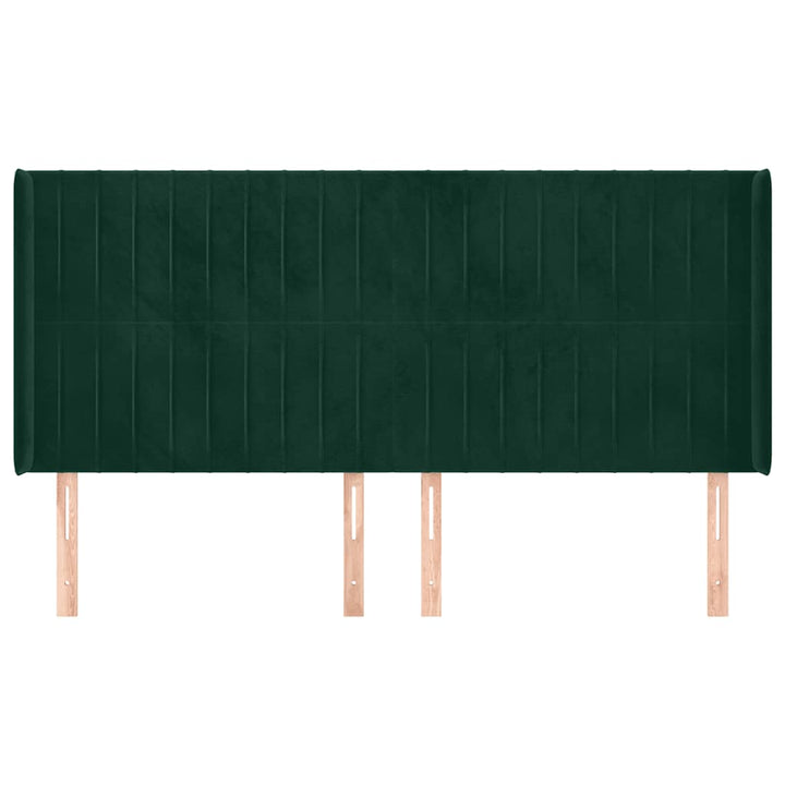 sengegavl med kanter 183x16x118/128 cm fløjl mørkegrøn