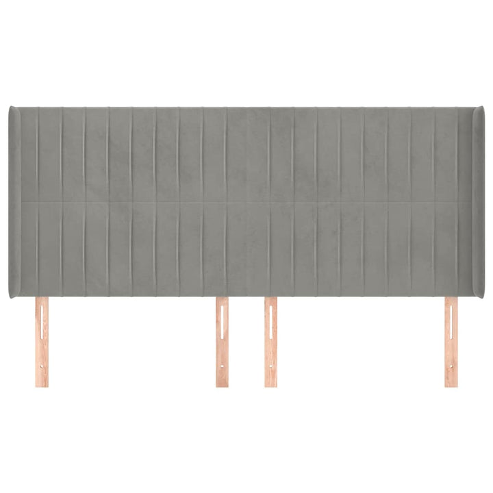 sengegavl med kanter 203x16x118/128 cm fløjl lysegrå