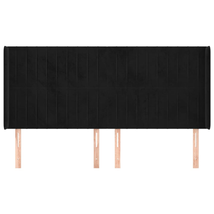 sengegavl med kanter 203x16x118/128 cm fløjl sort
