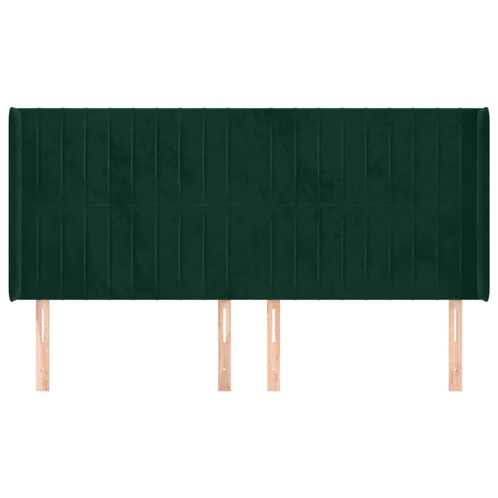 sengegavl med kanter 203x16x118/128 cm fløjl mørkegrøn