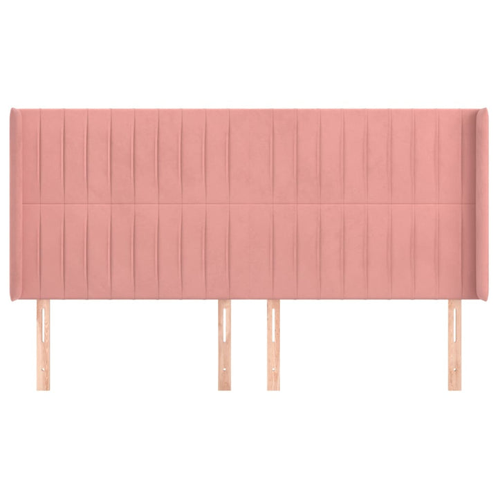 sengegavl med kanter 203x16x118/128 cm fløjl lyserød