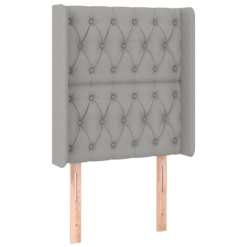 sengegavl med kanter 83x16x118/128 cm stof lysegrå