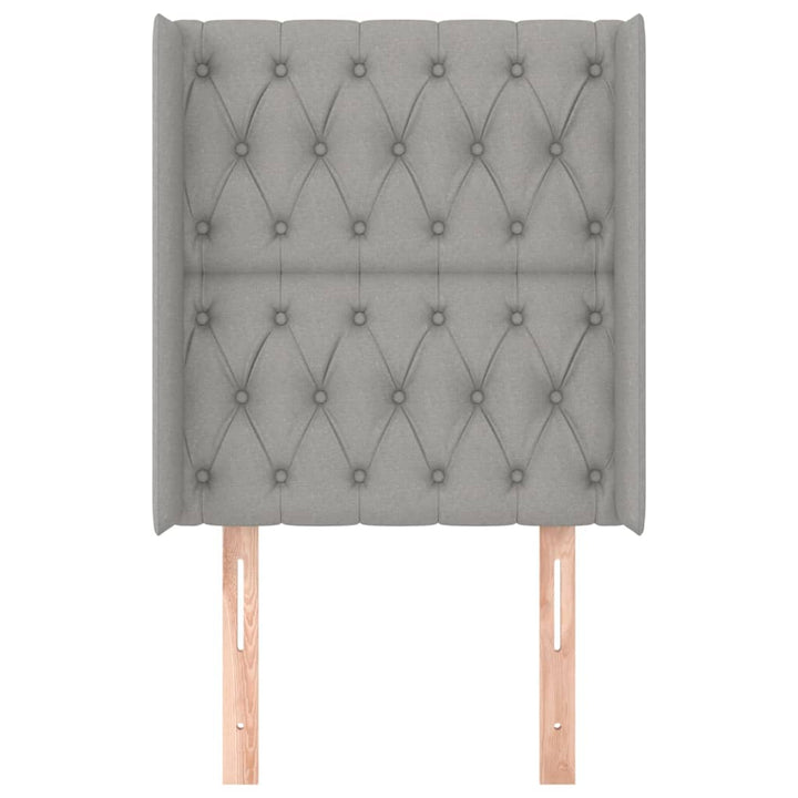 sengegavl med kanter 83x16x118/128 cm stof lysegrå