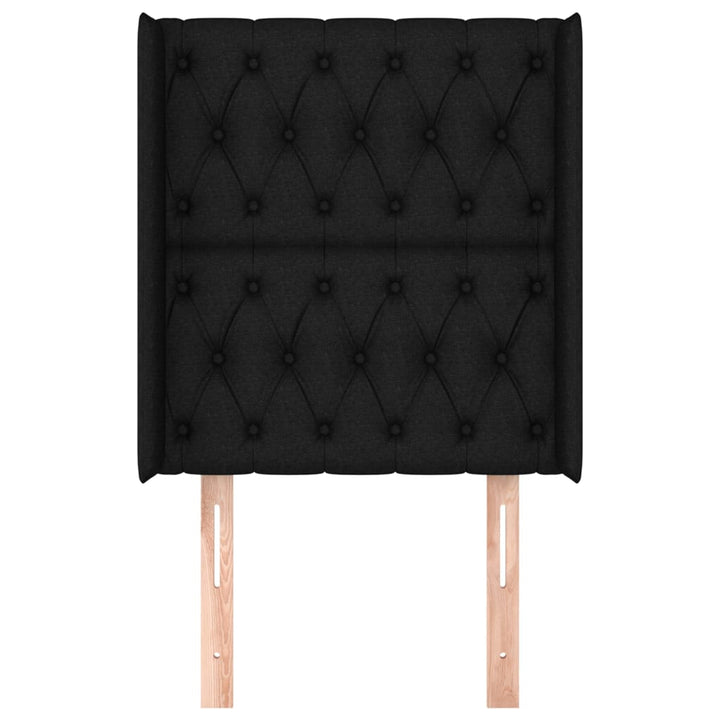 sengegavl med kanter 83x16x118/128 cm stof sort