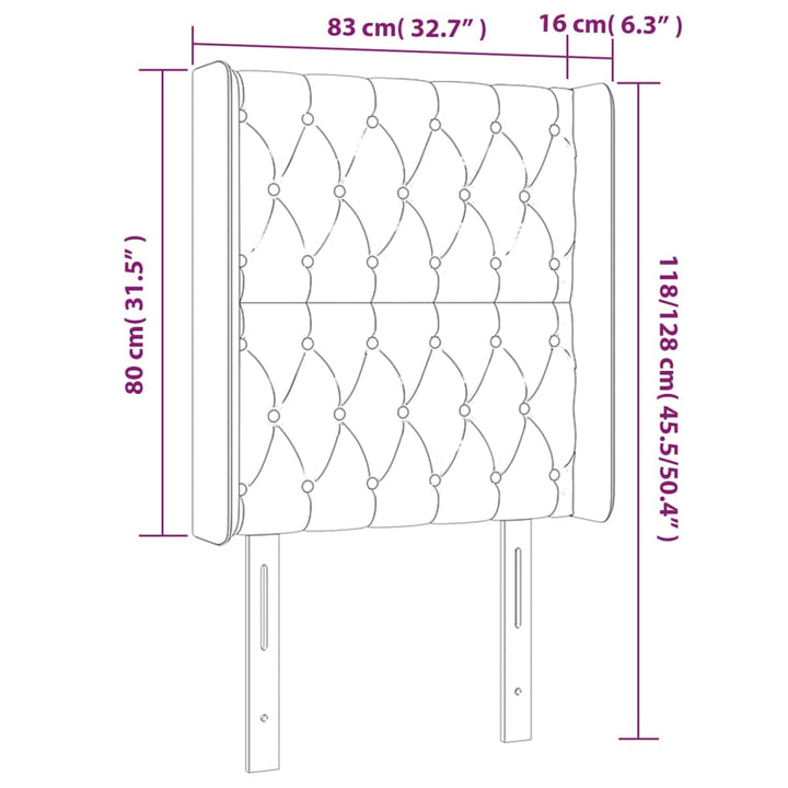 sengegavl med kanter 83x16x118/128 cm stof sort