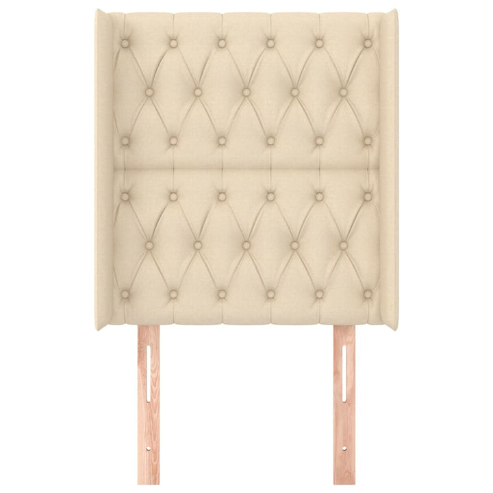 sengegavl med kanter 83x16x118/128 cm stof cremefarvet