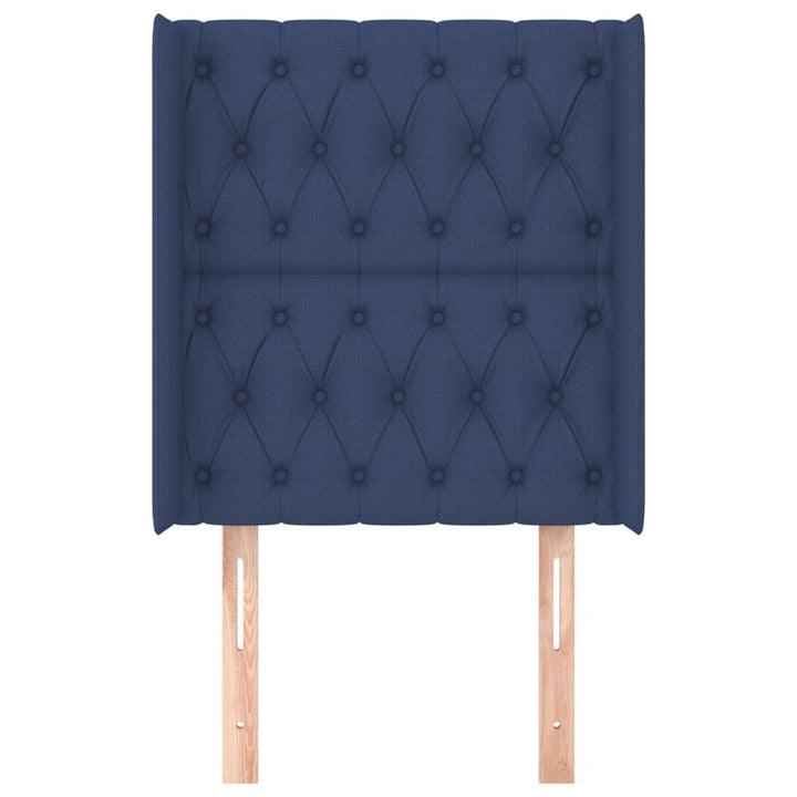 sengegavl med kanter 83x16x118/128 cm stof blå