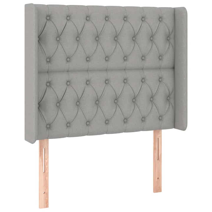 sengegavl med kanter 93x16x118/128 cm stof lysegrå