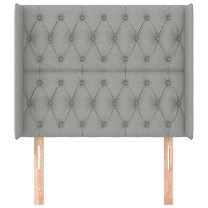 sengegavl med kanter 93x16x118/128 cm stof lysegrå