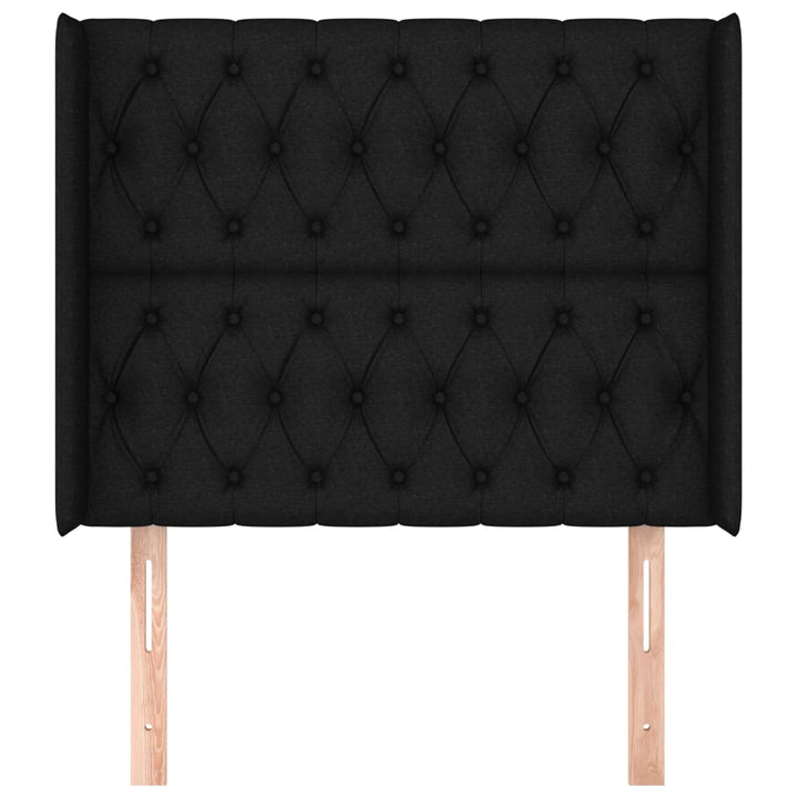 sengegavl med kanter 93x16x118/128 cm stof sort