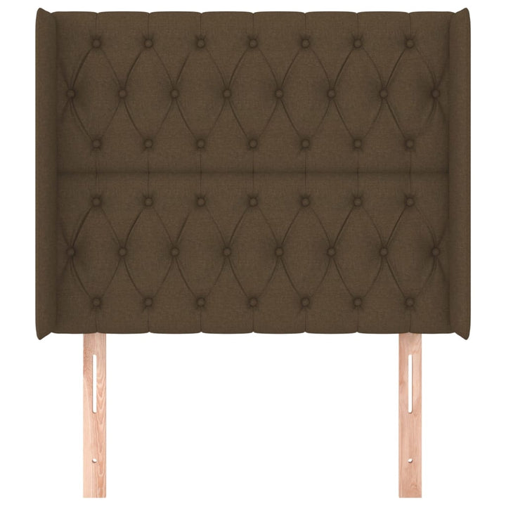 sengegavl med kanter 93x16x118/128 cm stof mørkebrun