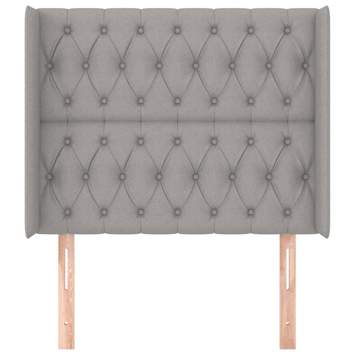 sengegavl med kanter 103x16x118/128 cm stof lysegrå