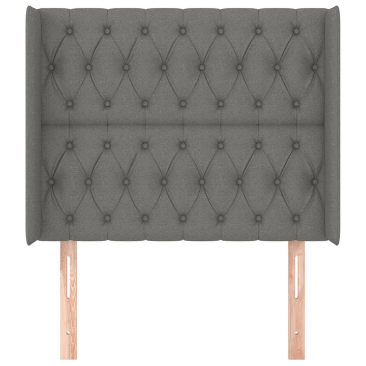 sengegavl med kanter 103x16x118/128 cm stof mørkegrå