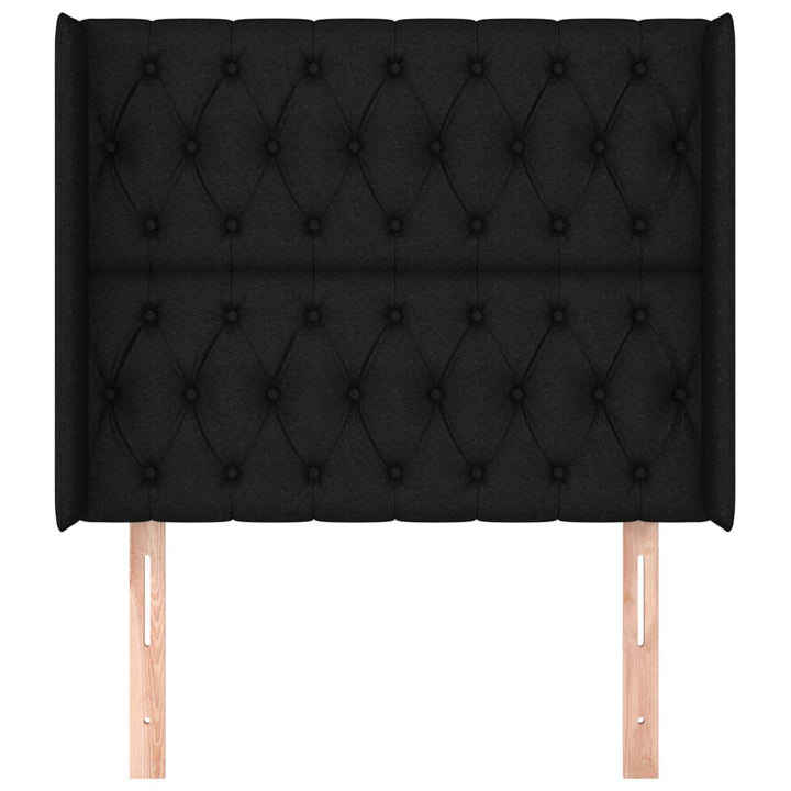 sengegavl med kanter 103x16x118/128 cm stof sort
