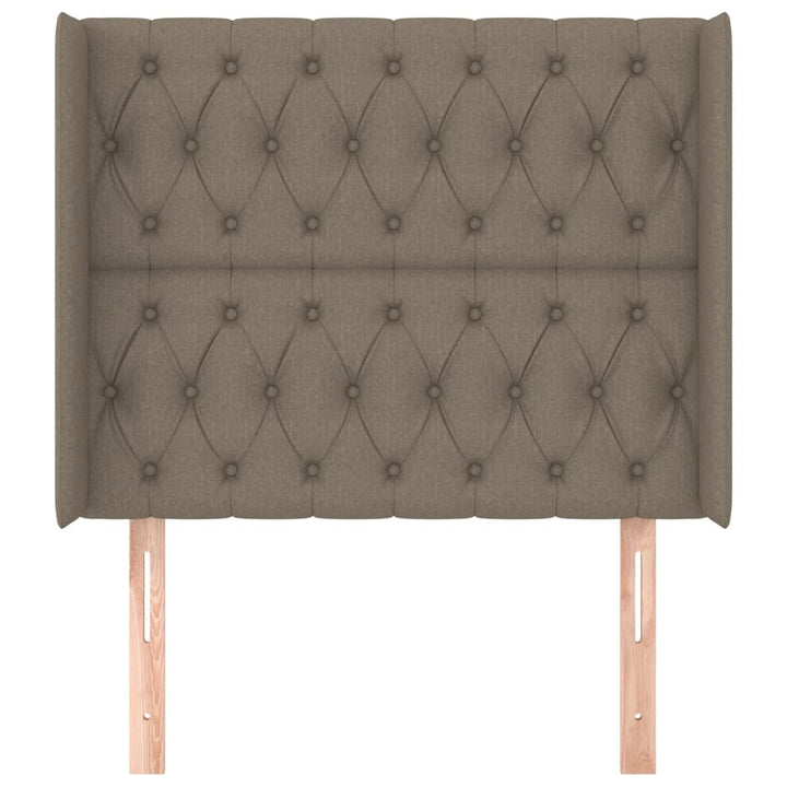 sengegavl med kanter 103x16x118/128 cm stof gråbrun