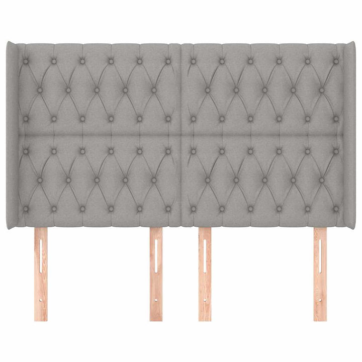 sengegavl med kanter 147x16x118/128 cm stof lysegrå