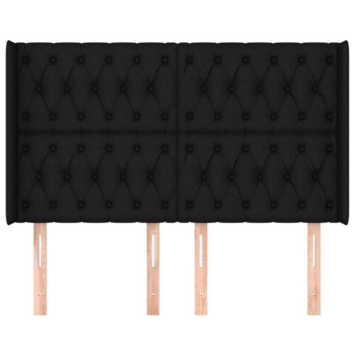sengegavl med kanter 163x16x118/128 cm stof sort