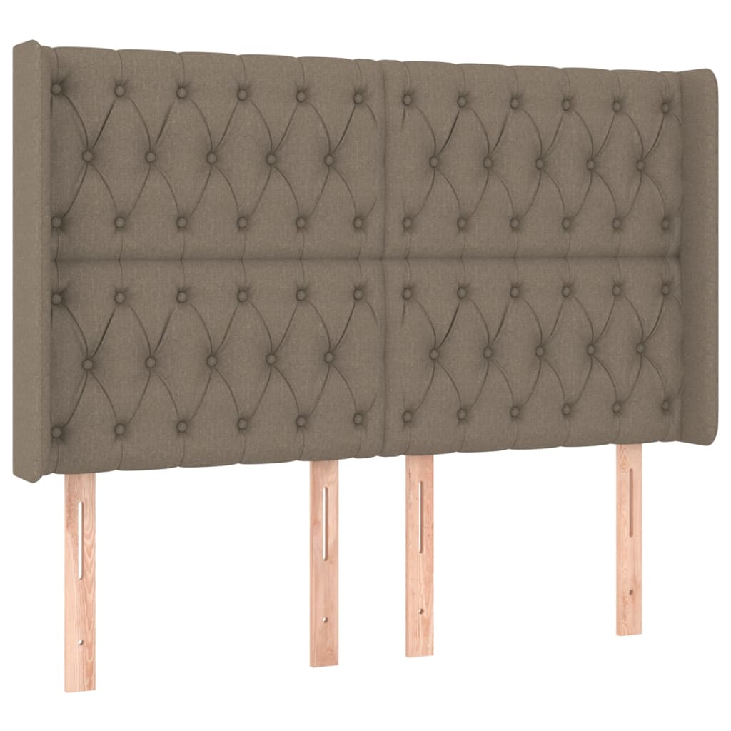 sengegavl med kanter 163x16x118/128 cm stof gråbrun