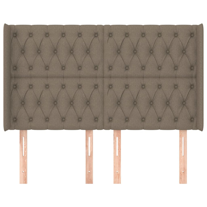 sengegavl med kanter 163x16x118/128 cm stof gråbrun