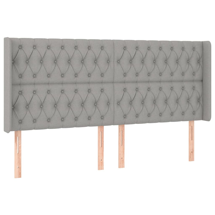 sengegavl med kanter 183x16x118/128 cm stof lysegrå