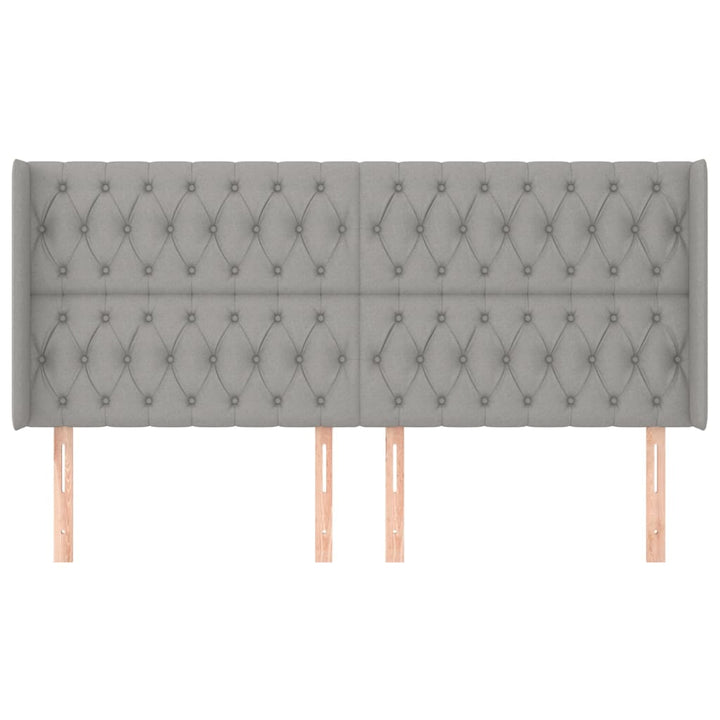 sengegavl med kanter 183x16x118/128 cm stof lysegrå