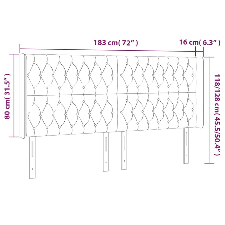 sengegavl med kanter 183x16x118/128 cm stof gråbrun