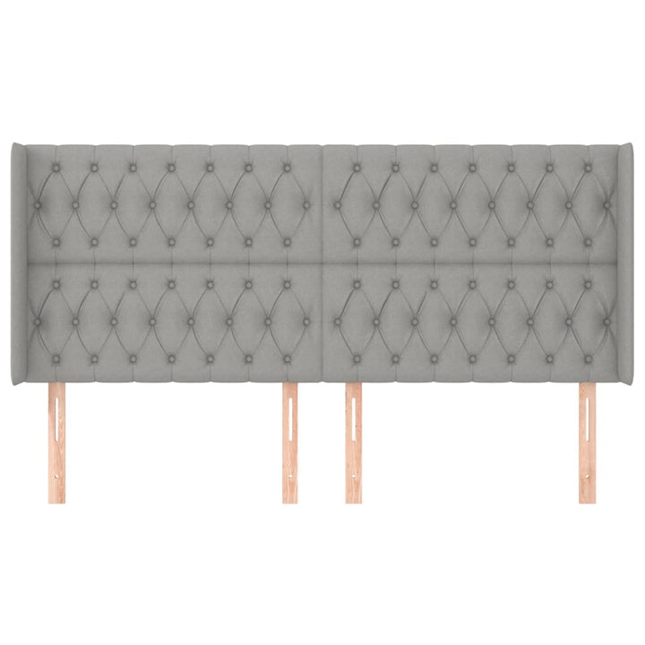 sengegavl med kanter 203x16x118/128 cm stof lysegrå