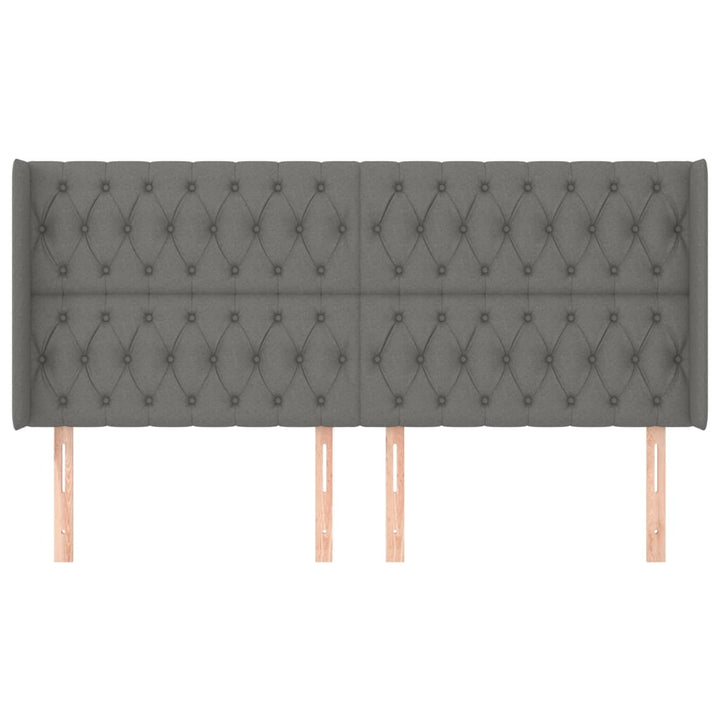 sengegavl med kanter 203x16x118/128 cm stof mørkegrå