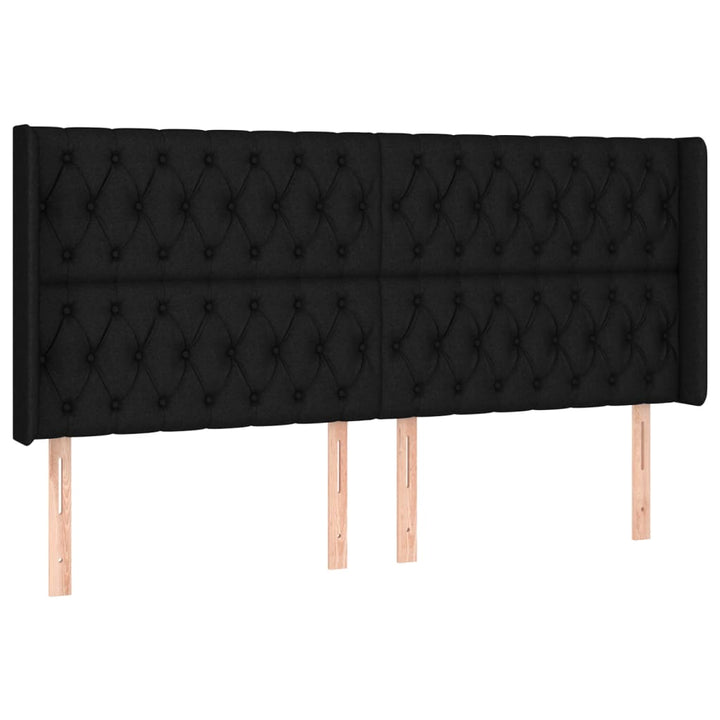 sengegavl med kanter 203x16x118/128 cm stof sort