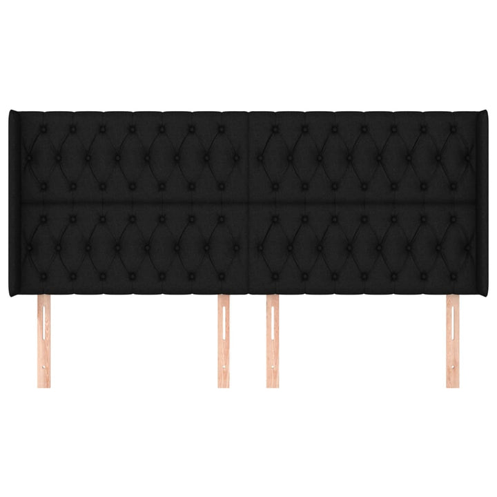 sengegavl med kanter 203x16x118/128 cm stof sort