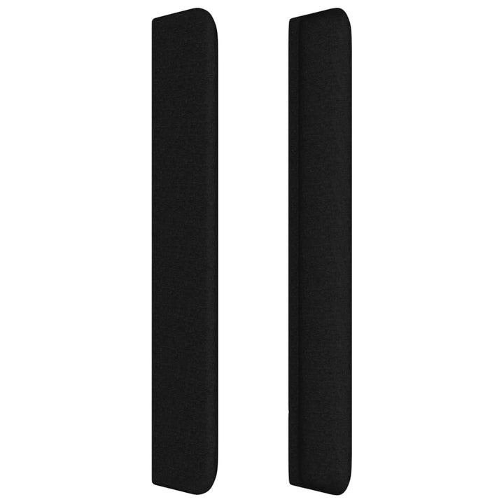 sengegavl med kanter 203x16x118/128 cm stof sort