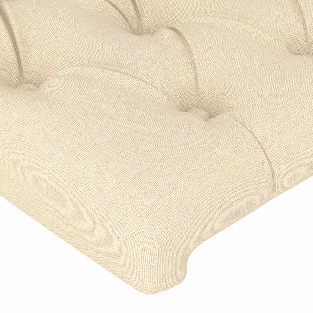 sengegavl med kanter 203x16x118/128 cm stof cremefarvet