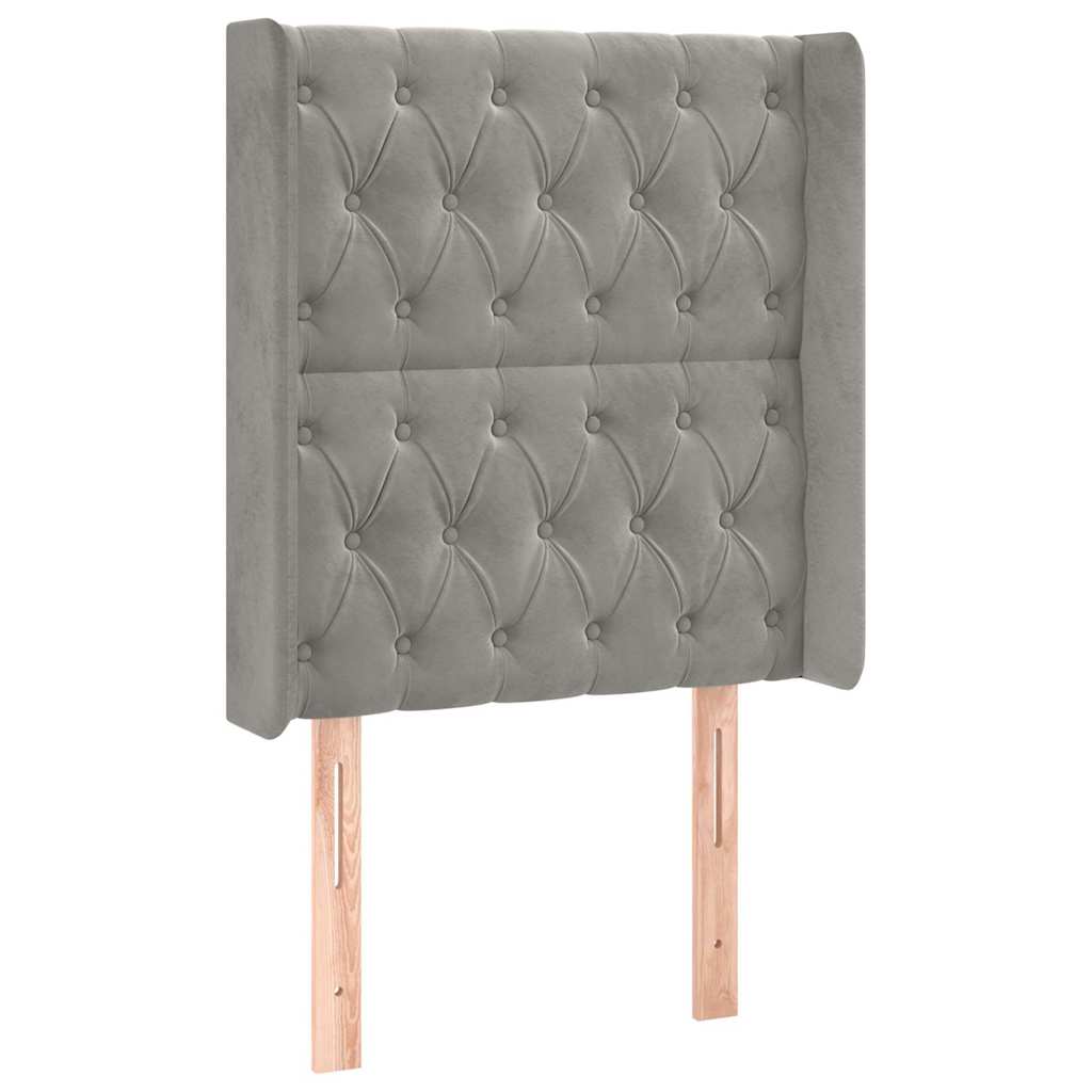 sengegavl med kanter 83x16x118/128 cm fløjl lysegrå