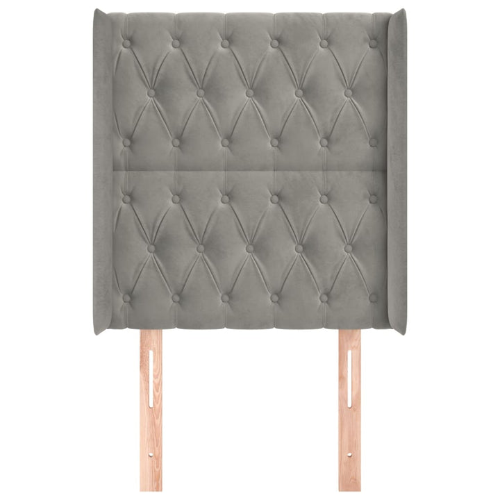 sengegavl med kanter 83x16x118/128 cm fløjl lysegrå