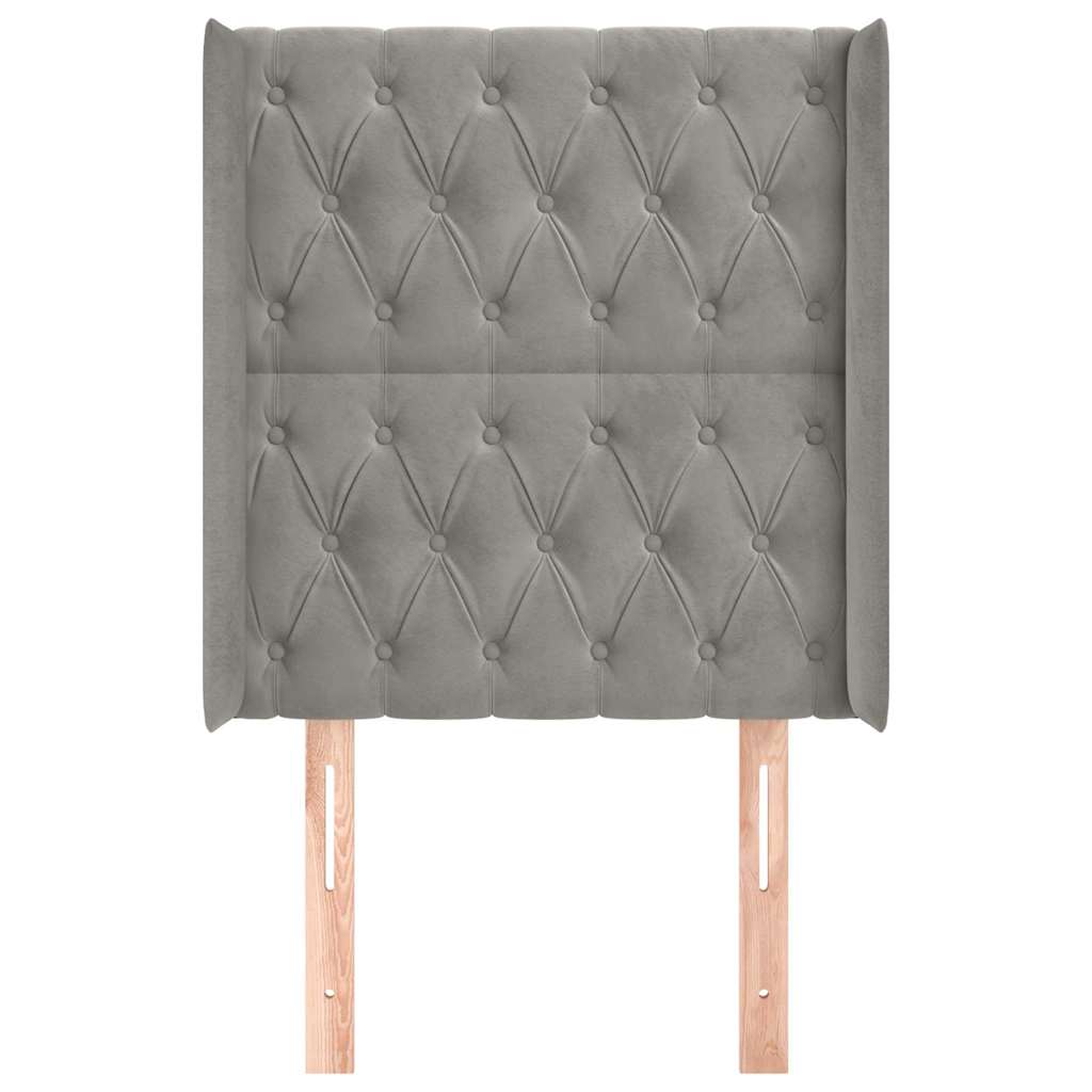 sengegavl med kanter 83x16x118/128 cm fløjl lysegrå