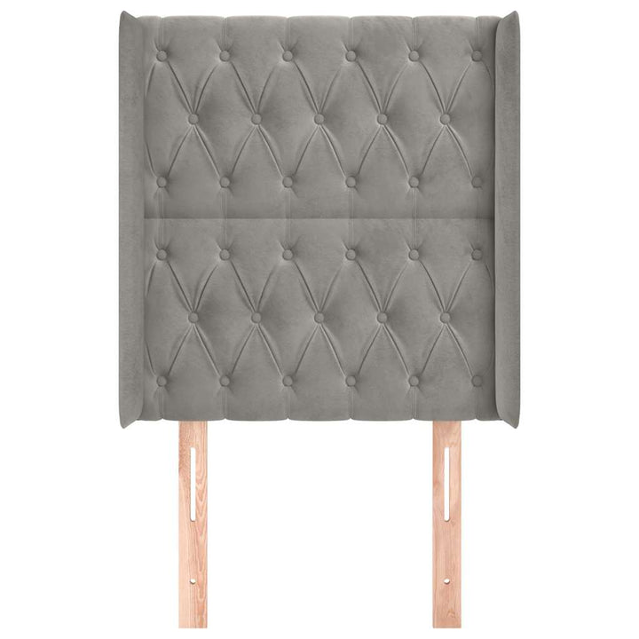 sengegavl med kanter 83x16x118/128 cm fløjl lysegrå
